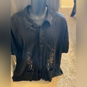 Men’s used black size 3XL XXXL Hawaiian style button front Havanera shirt